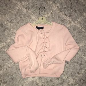 Pink crop top sweater // forever 21